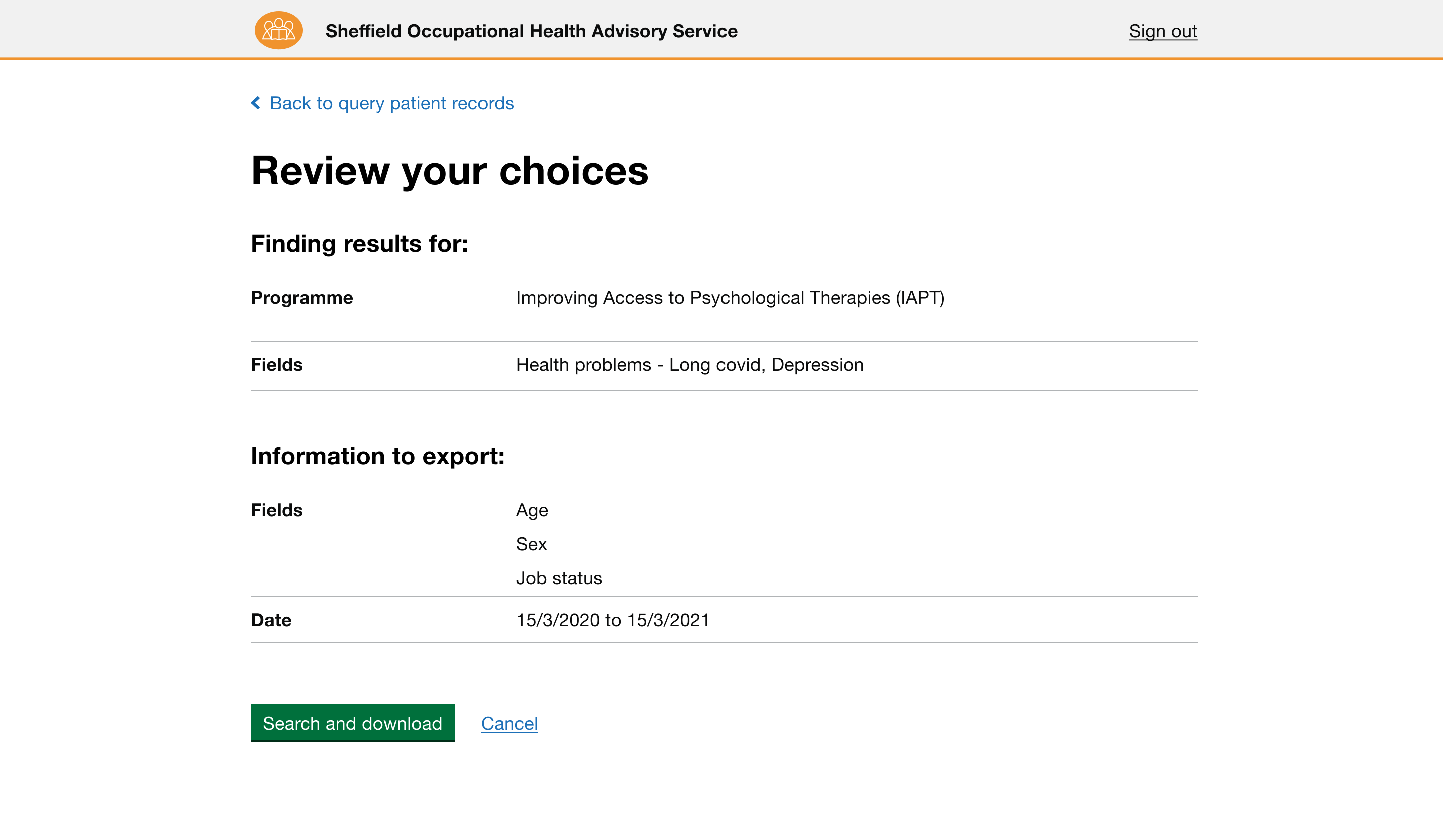 Review your choices page