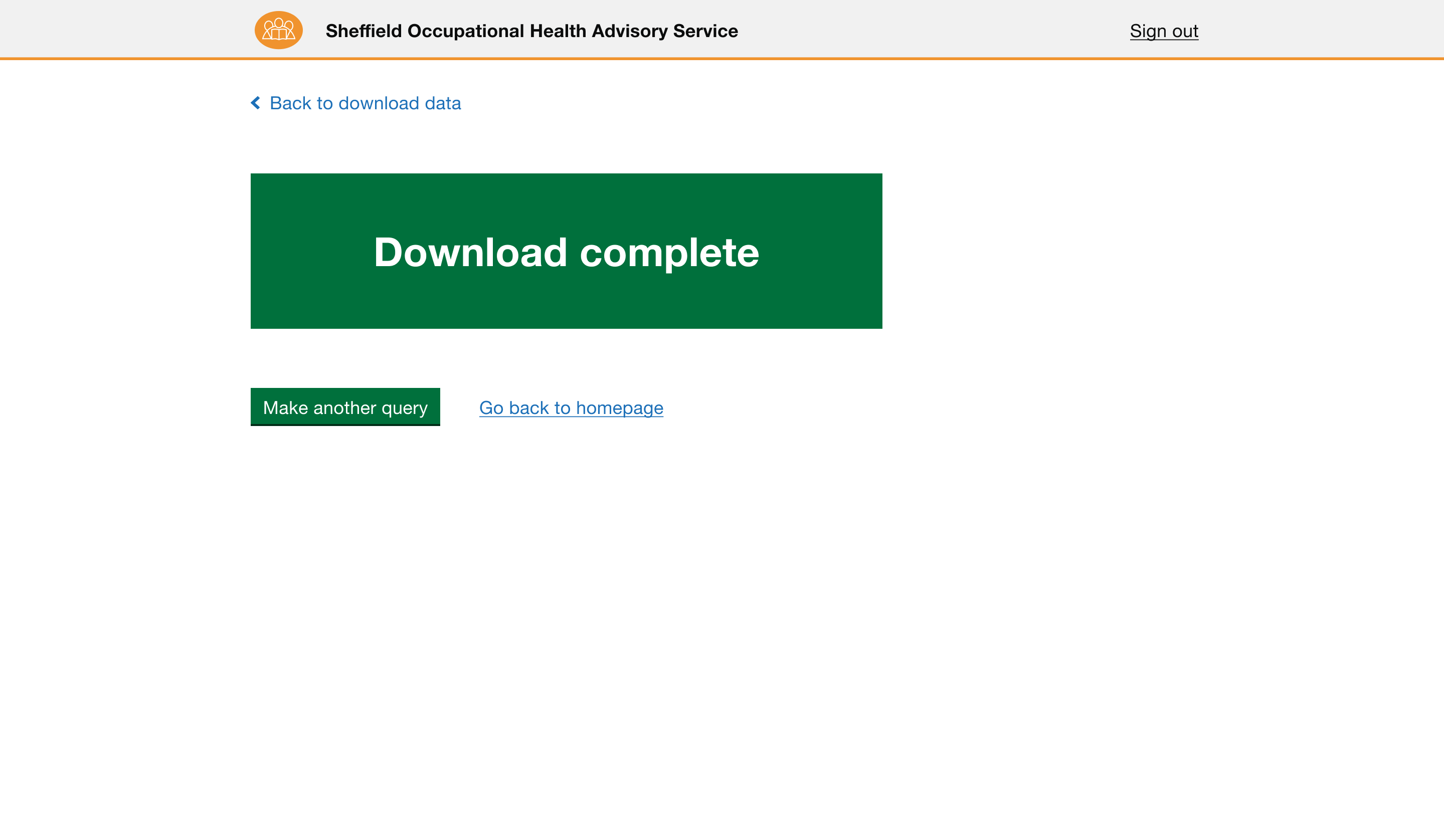 Download confirmation page