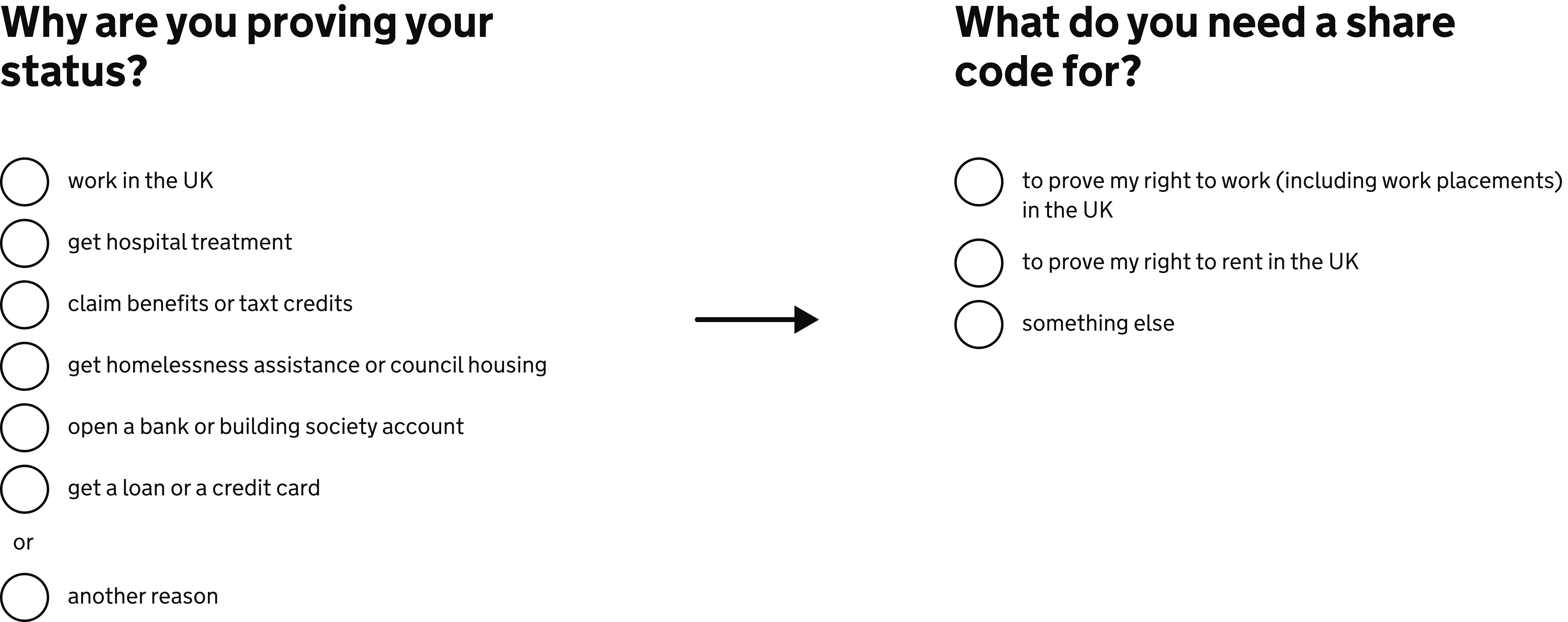 Before and after of simplifying list of options